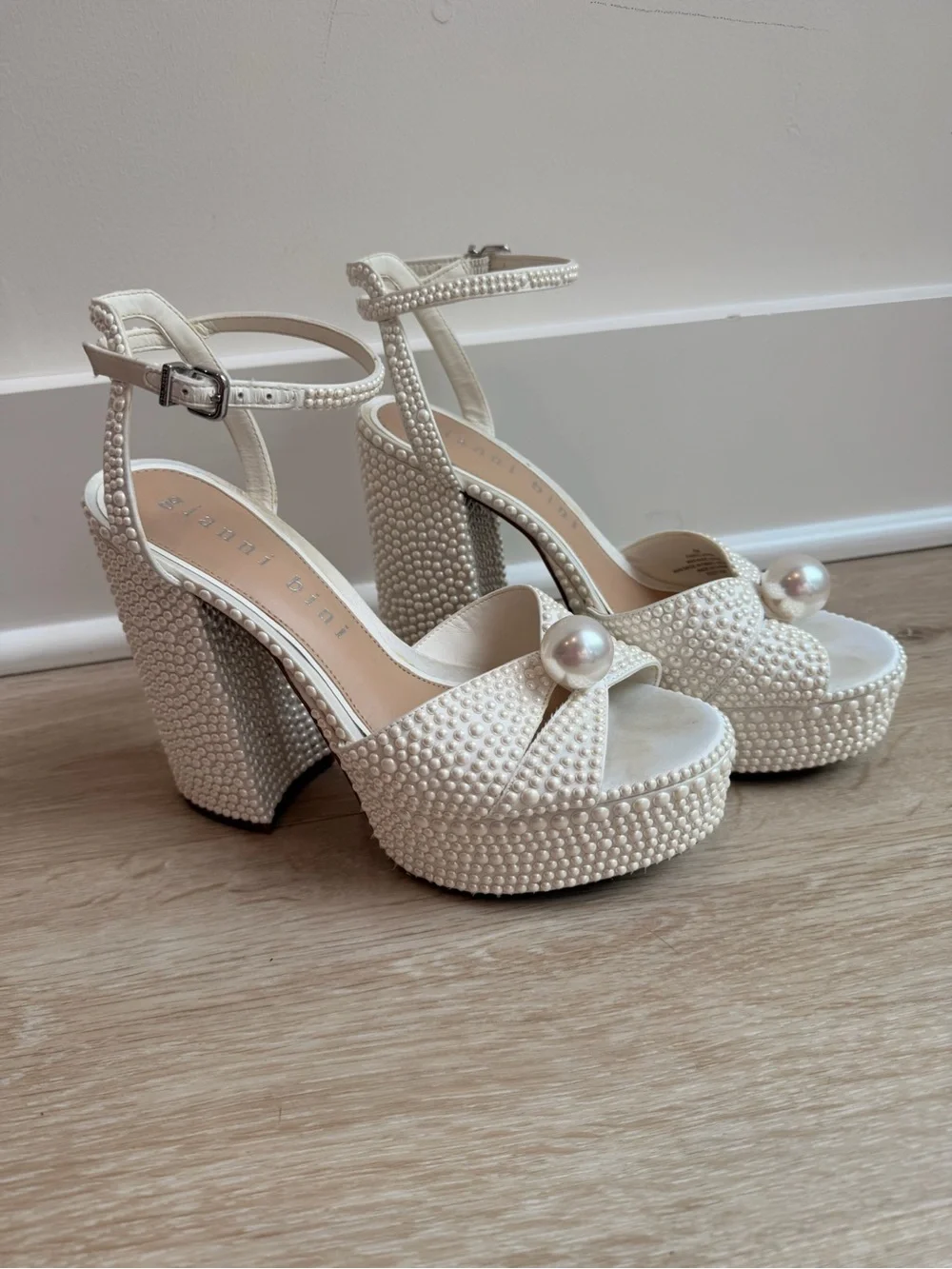 Gianni Bini Pearl Embellished Platform Sandals